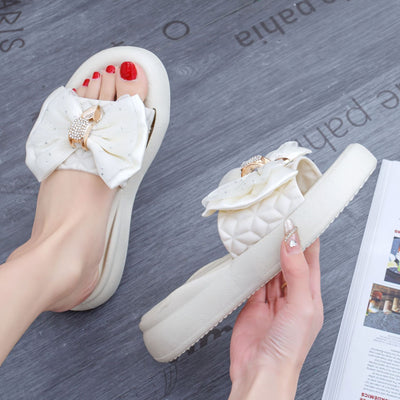 Damen Glamouröse Pantoletten mit großem Schleifendetail Fudus