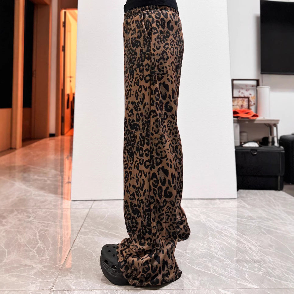 Damen Freizeithose mit Leopardenmuster und elastischem Bund Fudus