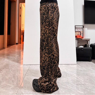 Damen Freizeithose mit Leopardenmuster und elastischem Bund Fudus