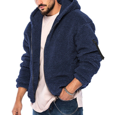 Herren Teddy-Fleece-Jacke mit Kapuze Fudus