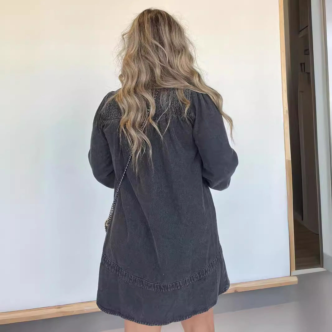 Damen Jeanshemdkleid Fudus