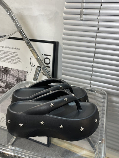 Damen Komfortable Flip-Flops mit dekorativem Sternen Schmuck Fudus