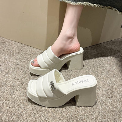 Damen Wedge-Pantoletten mit modischem Blockabsatz und gepolstertem Fußbett Fudus