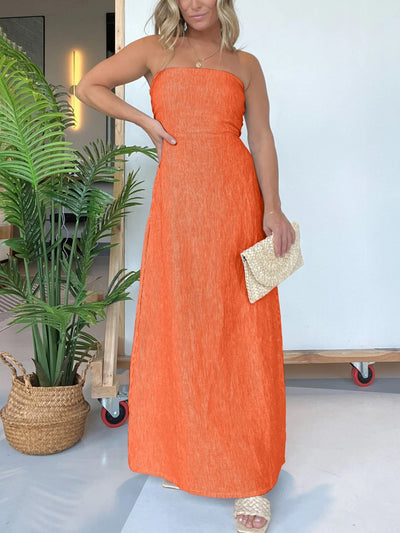 Damen Maxikleid mit schmalem, gerafftem Oberteil und asymmetrischem Saum Fudus