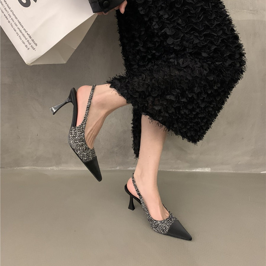 Damen Slingback Pumps mit eleganter spitz zulaufender Silhouette und glitzerndem Obermaterial Fudus