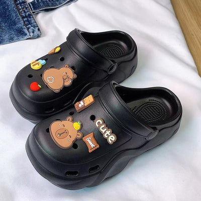 Damen Clogs mit lustigen Tiermotiven und dekorativen Applikationen Fudus