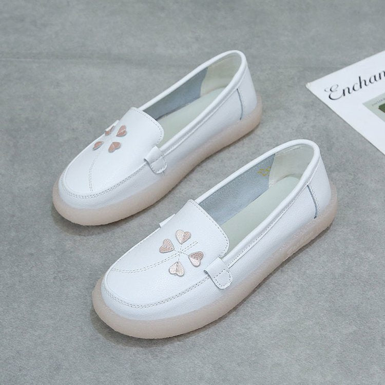 Damen Slip-On Mokassins mit herzförmigem Design aus Kunstleder Fudus