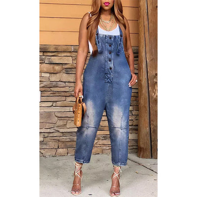Damen Overall aus Denim mit Knopfdetail Fudus