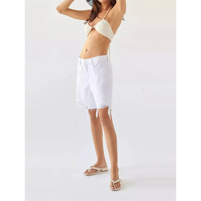 Damen Destroyed Jeans-Shorts mit fransigen Säumen und lockerer Passform Fudus