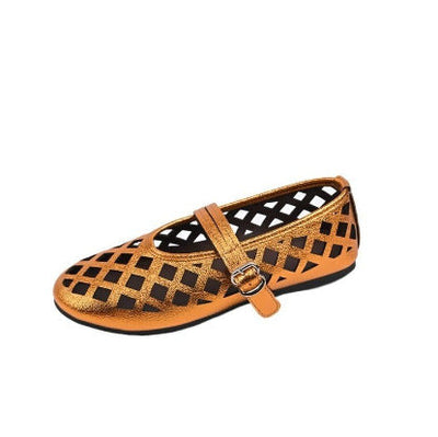 Damen Ballerinas mit dekorativen Netzdetails und verstellbarem Riemen Fudus