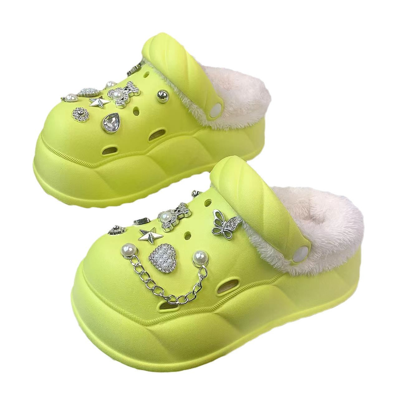 Damen Hausschuhe mit Teddyfutter und Dekor Fudus