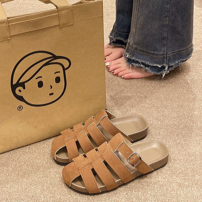 Damen bequeme Riemensandalen mit verstellbarem Schnallenverschluss Fudus