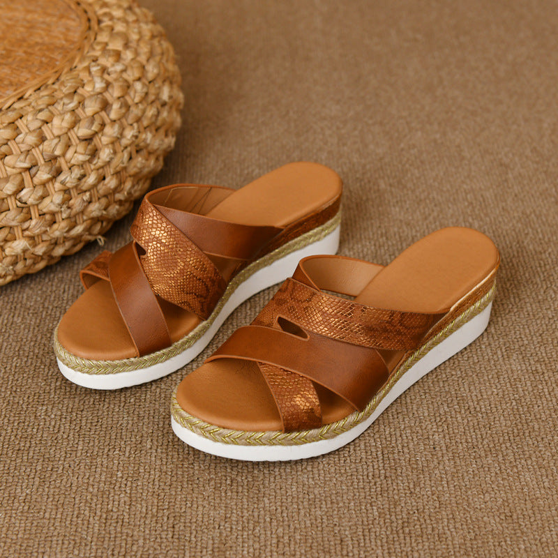 Damen Sandalen mit erhöhtem Absatz und schickem verschlungenem Design Fudus