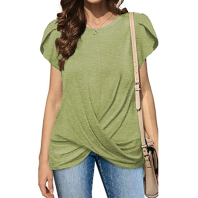 Damen lässiges T-Shirt mit elegantem Knoten Fudus