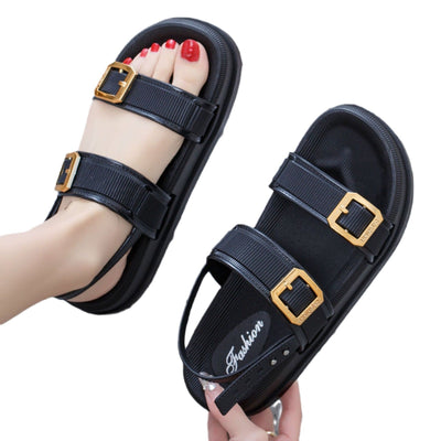 Damen Komfortable Plateau-Sandalen mit verstellbaren Riemen und modischem Schnallen-Detail Fudus
