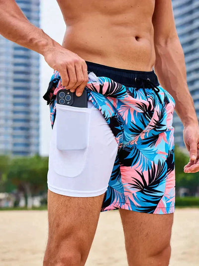 Herren-Badeshorts aus leichtem, schnelltrocknendem Material mit elastischem Bund
