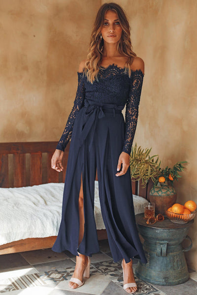 Hope - Verlockender Off-Shoulder Schlitz Jumpsuit