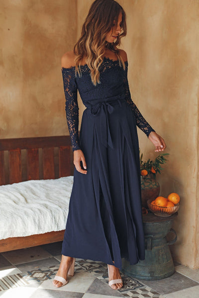 Hope - Verlockender Off-Shoulder Schlitz Jumpsuit