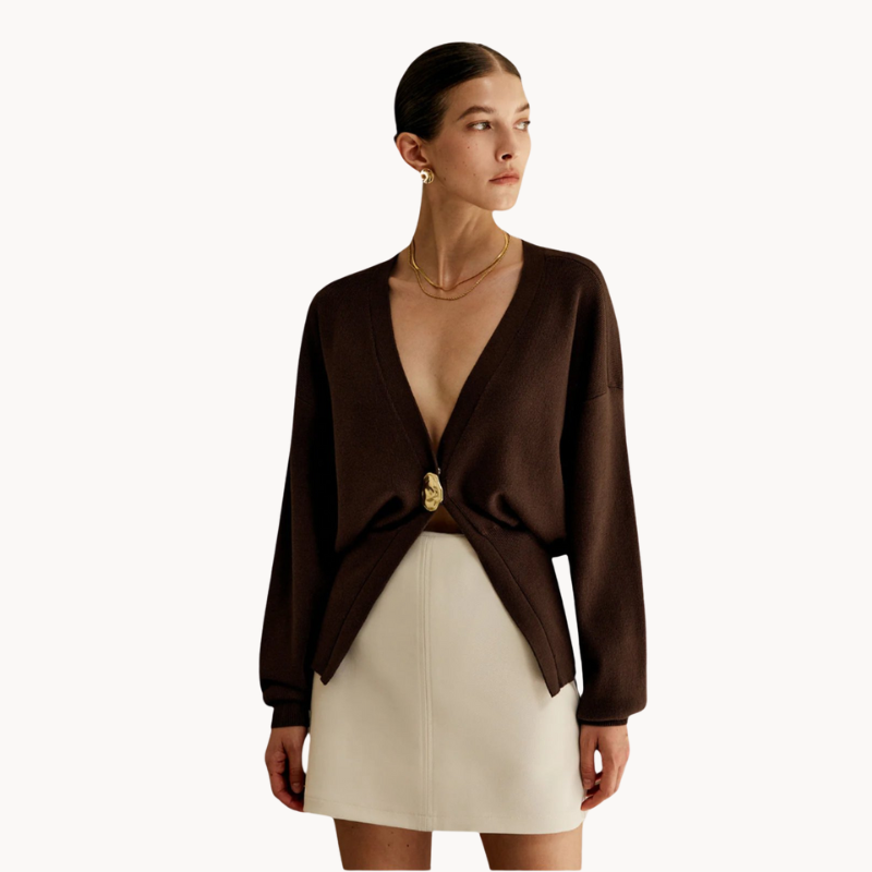 Maris | Goldene Knopfleiste Damen Strickjacke