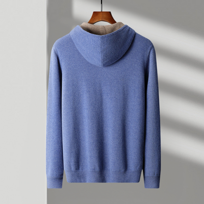 Herren Kaschmir-Wolle Kapuzenpullover mit Reißverschluss - Premium Qualität