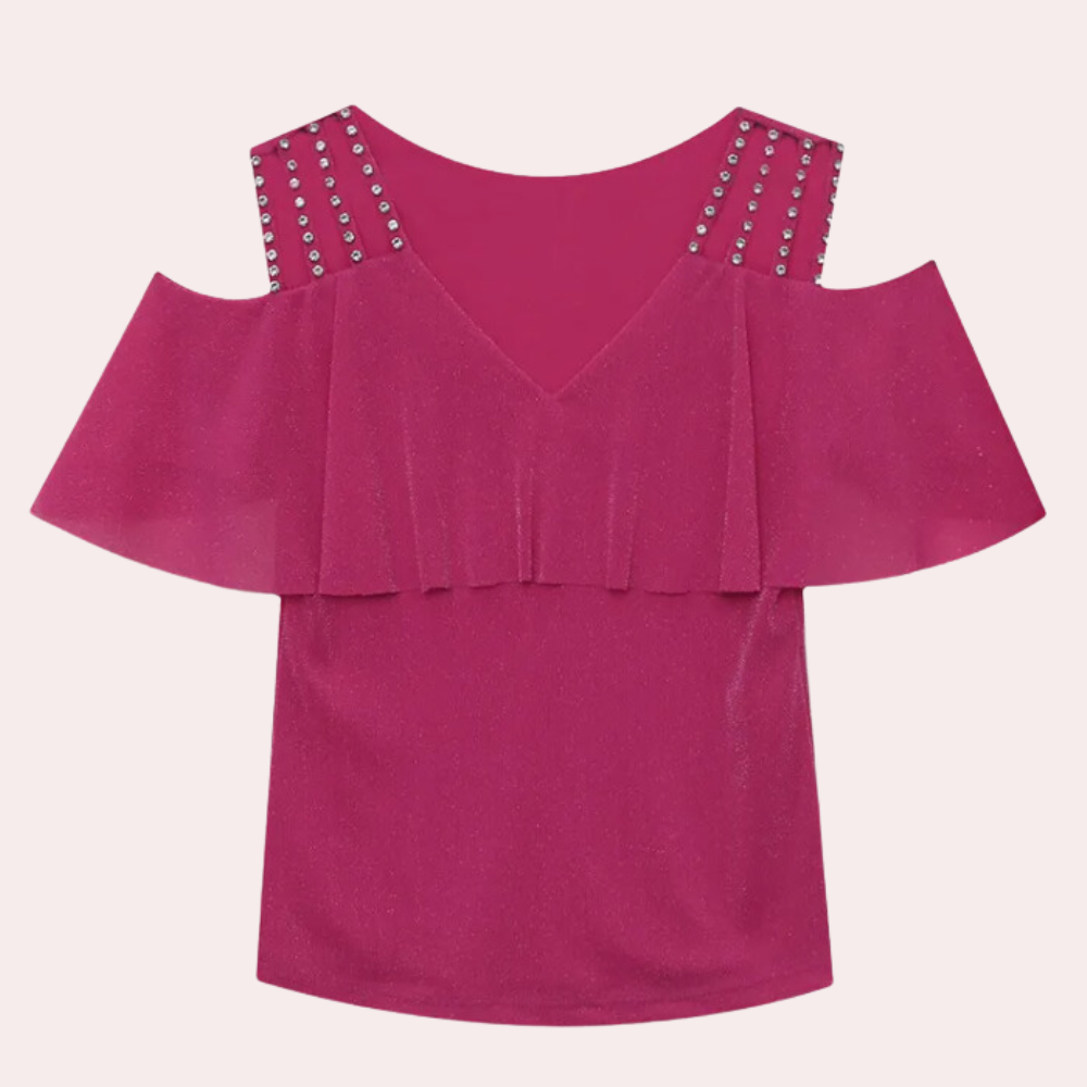 Vera - Elegante Damenbluse mit V-Ausschnitt, vielseitig