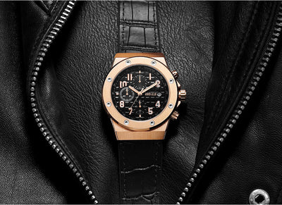 Elegante Herren Chronograph Armbanduhr