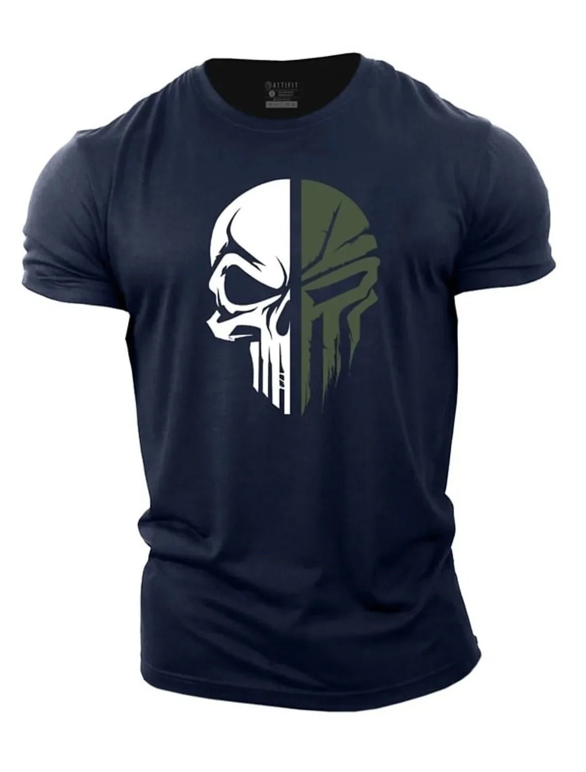 Herren Totenkopf T-Shirt im Military-Stil