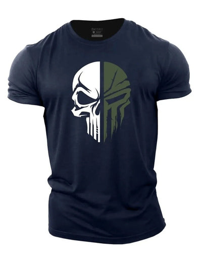 Herren Totenkopf T-Shirt im Military-Stil