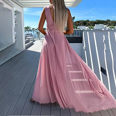 Damen Jumpsuit mit tiefem V-Ausschnitt und fließendem Schnitt für festliche Anlässe