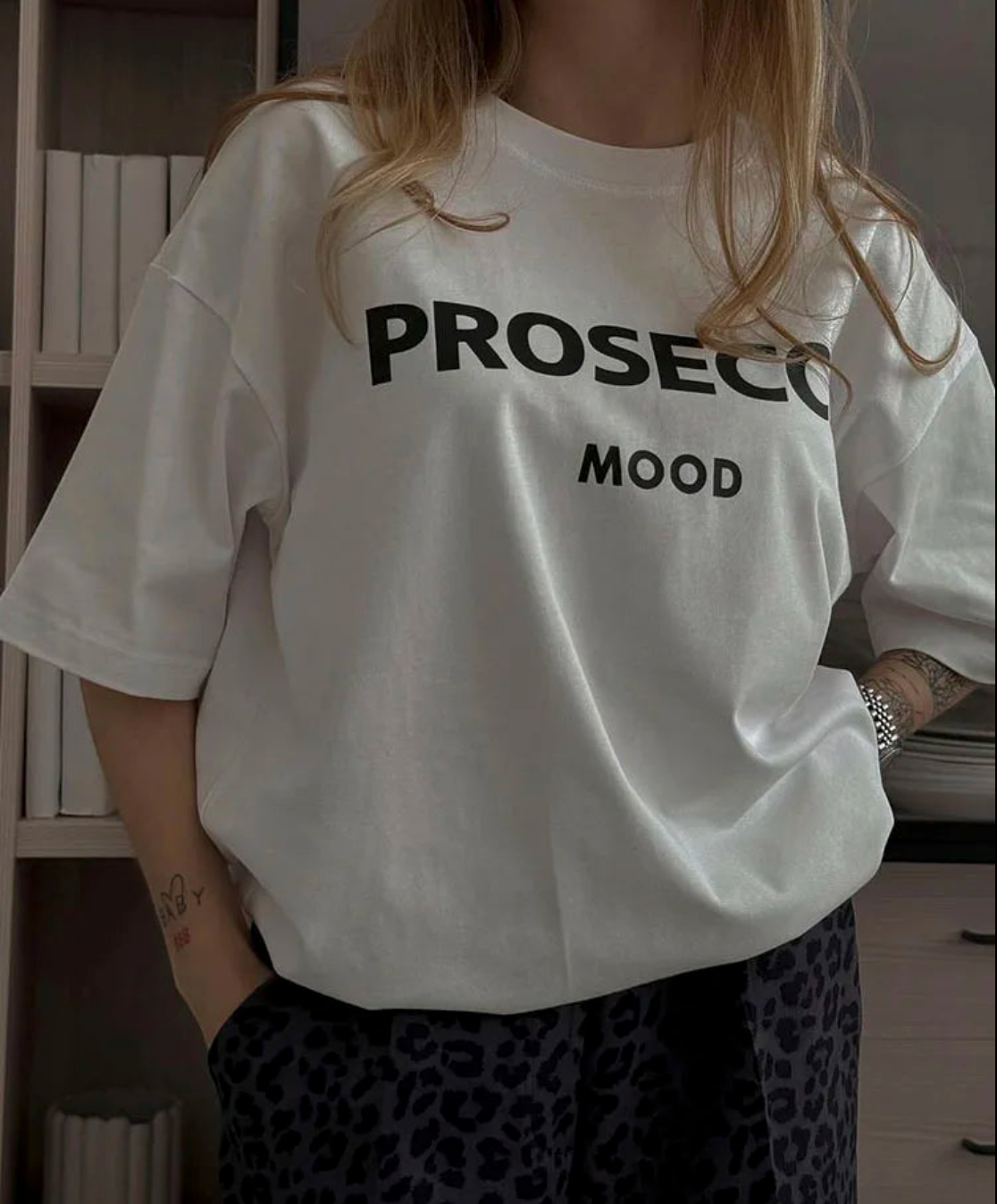 Poppy | Modisches Prosecco Print Oversized T Shirt