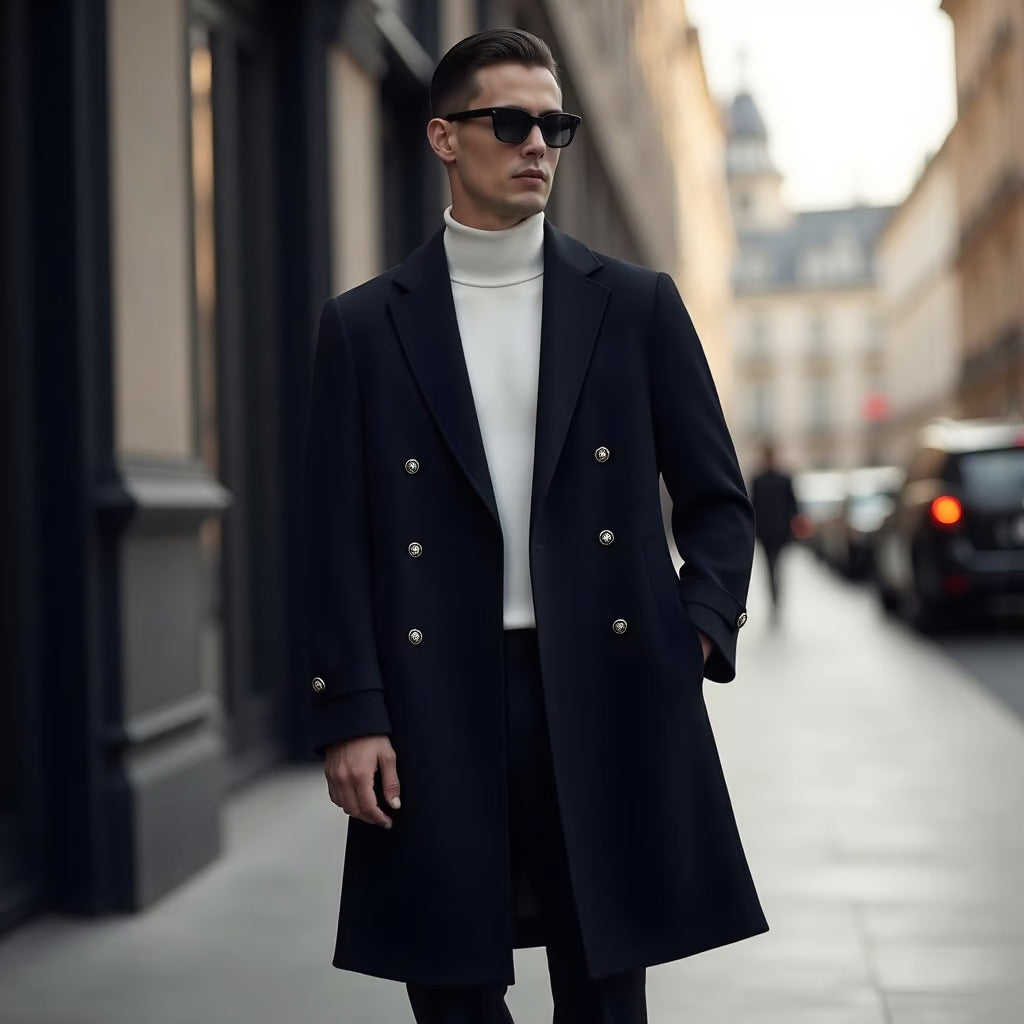 Herren Premium Wollmantel Elegant Klassisch