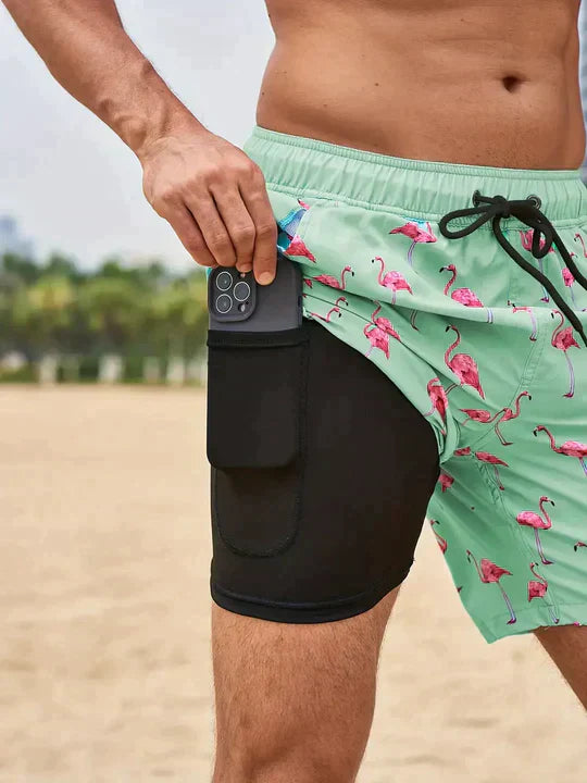 Herren-Badeshorts aus leichtem, schnelltrocknendem Material mit elastischem Bund