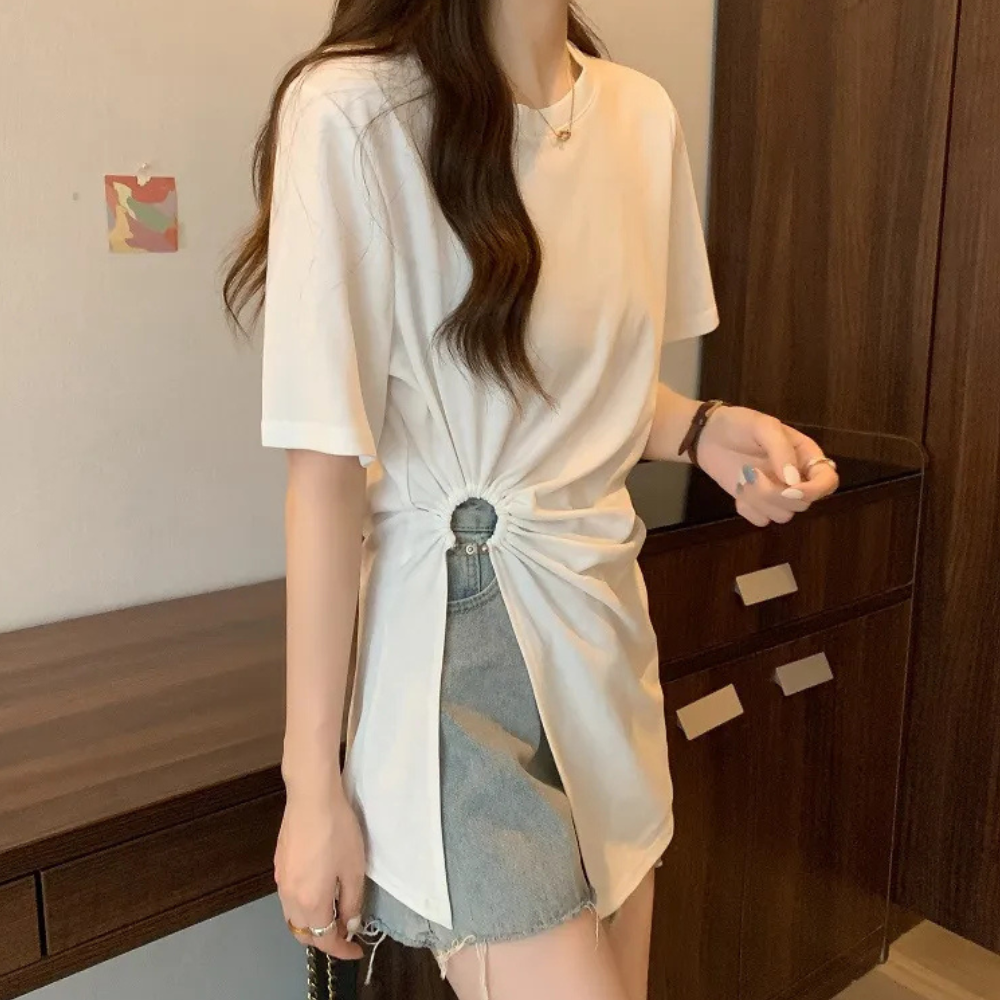 Ceina - Stilvolles asymmetrisches Damenhemd, einzigartiger Stil