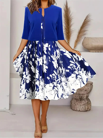 Damen-midi-sommerkleid mit blazer aus leichtem stoff