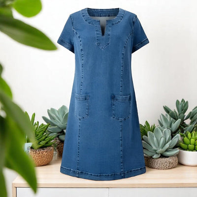 Julia | Weiches Denim-Kleid mit Taschen