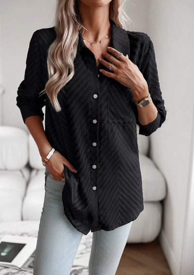 Emogin - Damen Bluse Schwarz Lässig Bequem