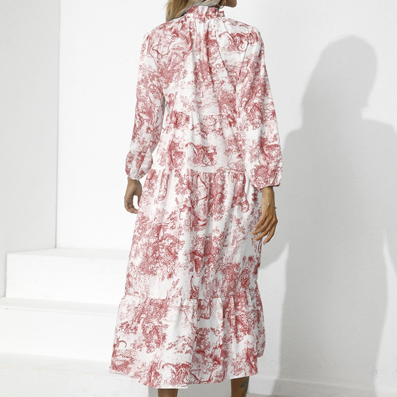 Addison - Elegantes, langärmliges Kleid mit Blumenmuster und lockerer Passform