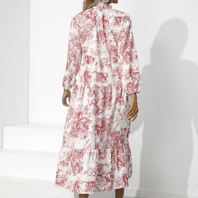 Addison - Elegantes, langärmliges Kleid mit Blumenmuster und lockerer Passform