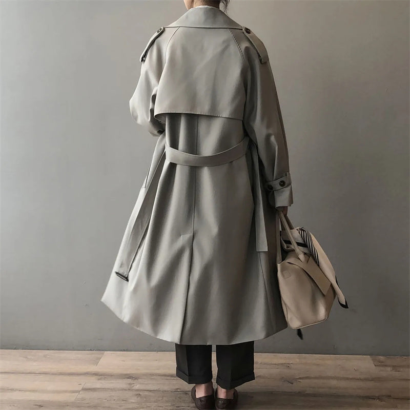 Damen Langer Wasserdichter Trenchcoat | Reverskragen