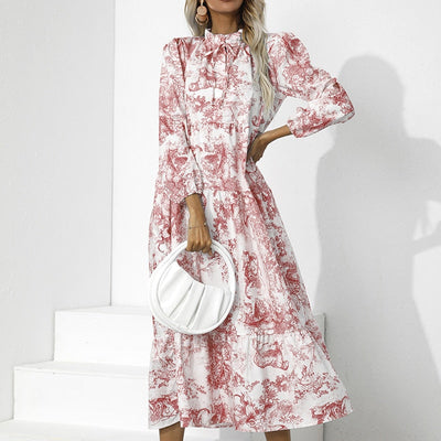 Addison - Elegantes, langärmliges Kleid mit Blumenmuster und lockerer Passform