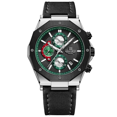 Moderne Lederarmband Chronographen-Uhr