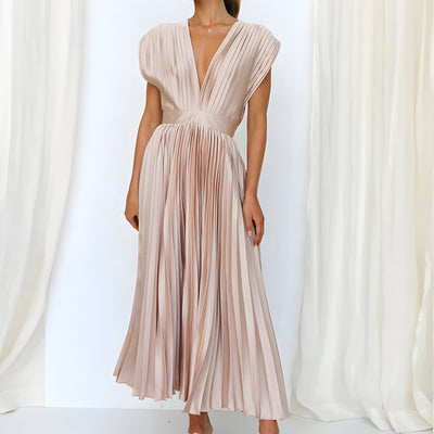 Plissiertes Midikleid | Wickelausschnitt | Eleganter Schwung