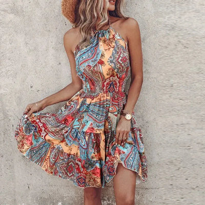 Tanya - Schickes Sommer-Boho-Neckholder-Maxikleid