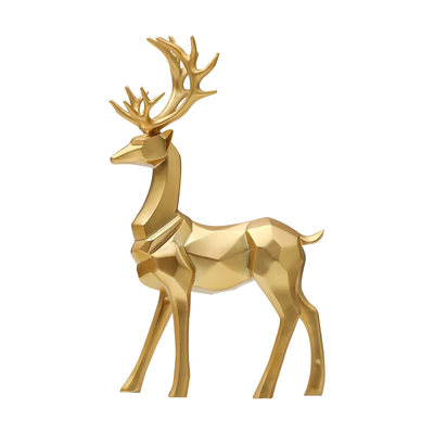 2Stück™ – Geometrische Goldene Elch-Skulptur aus Harz