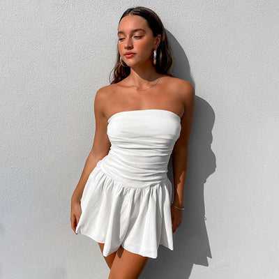 Zenaida - Elegantes Trägerloses Weißes Mini Kleid
