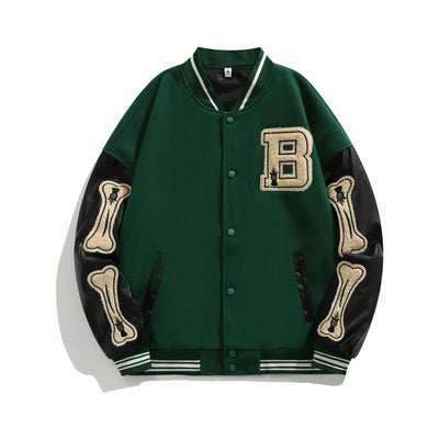 Beatrice | Harajuku Varsity Collegejacke mit Kunstleder-Ärmeln