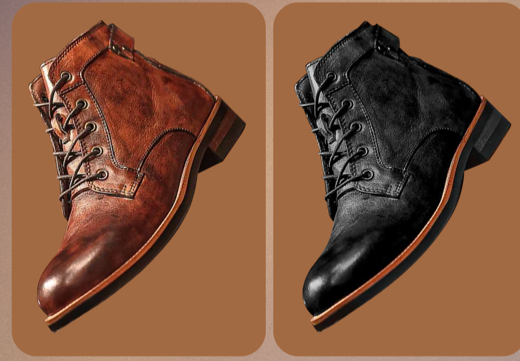 Klassische Retro Leder Stiefel für Herren