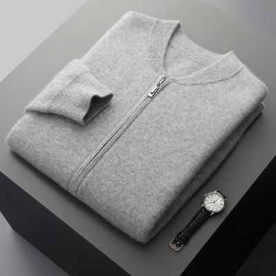 Herren Woll-Strickjacke mit Reißverschluss - Hochwertig & Warm