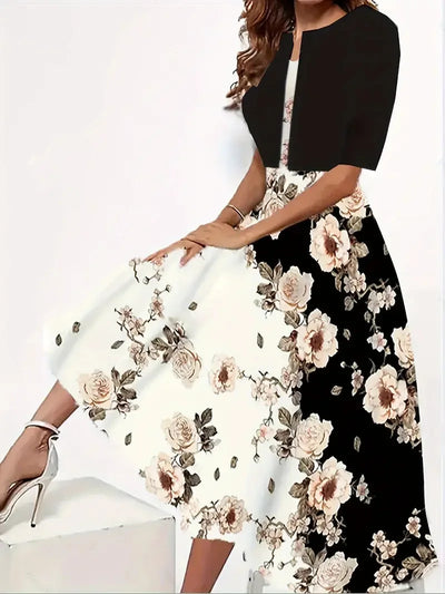 Damen-midi-sommerkleid mit blazer aus leichtem stoff