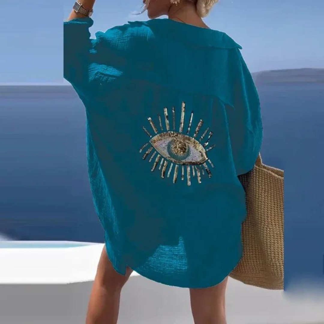 Sara | Stilvolles Hemd mit Pailletten und Perlenakzent